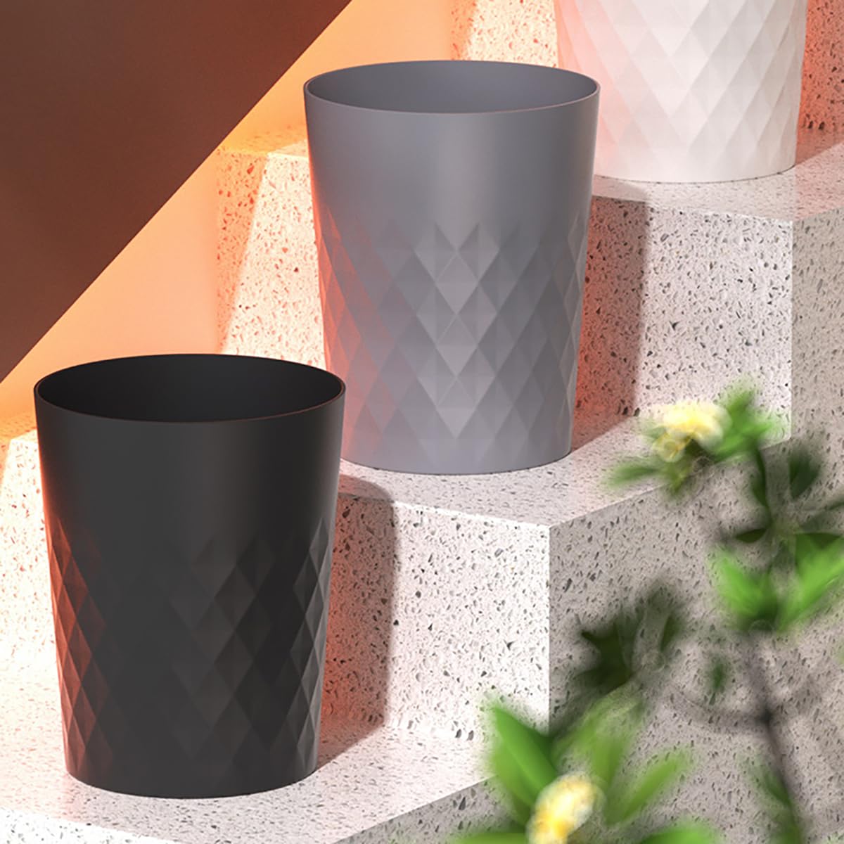 2 Pack Small Trash Can 1.8 Gallon Bathroom Garbage Can Waste Basket Recycling Bin for Dorms