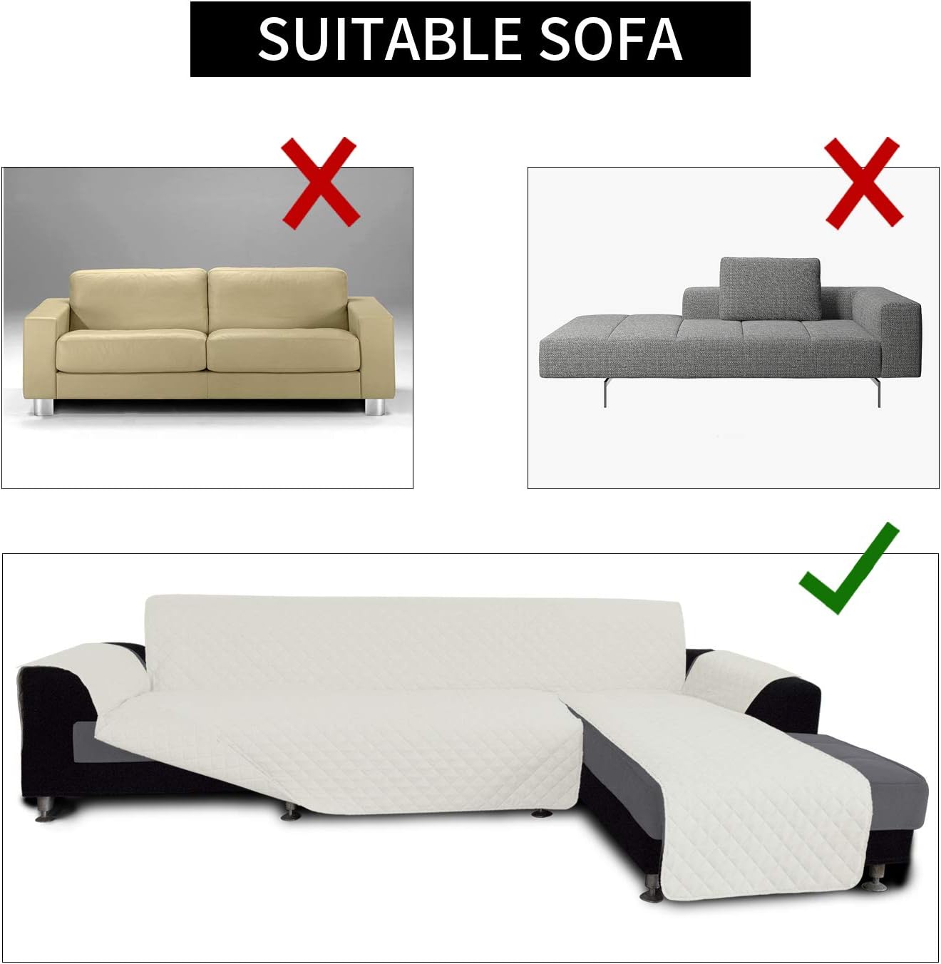 Easy-Going Sofa Slipcover L Shape Sofa Cover Sectional Couch Cover Chaise Lounge Slip Cover