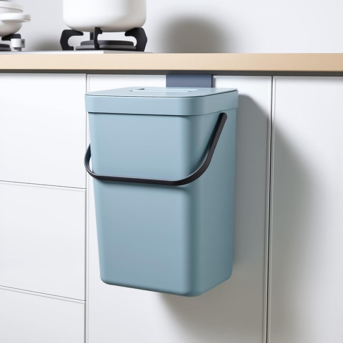Kitchen Compost Bin - 3.2 Gallons Hanging Trash Can with Lid for Kitchen Bathroom, Under Sink Trash