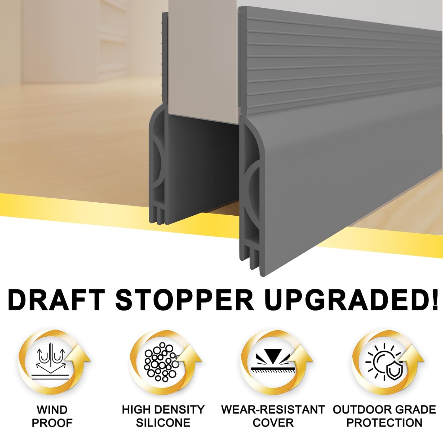Door Draft Stopper,Door Sweep for Bottom,Weather Stripping Doors Seal Draft Guard Blocker Noise