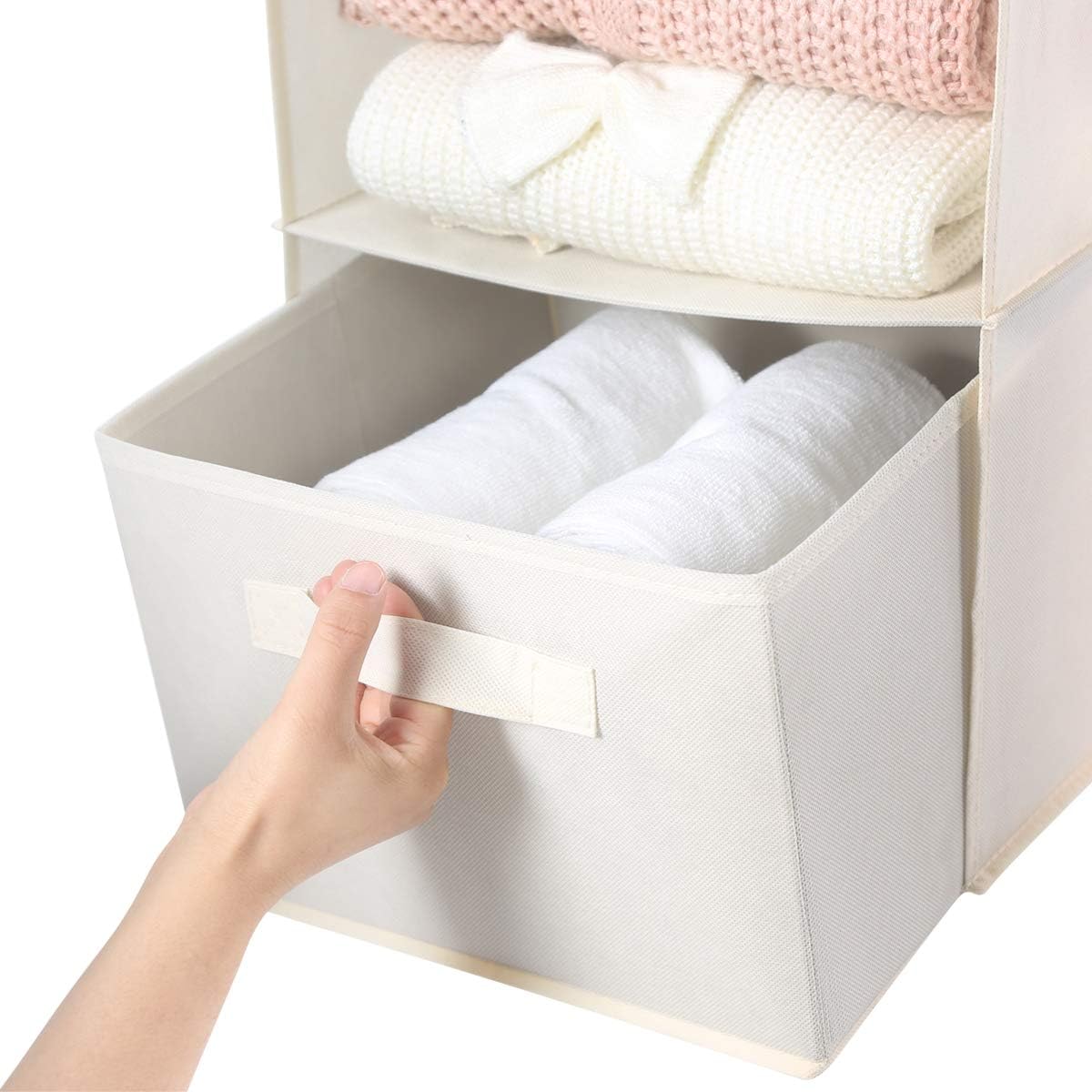 MAX Houser 4-Shelf Hanging Closet Organizer, Space Saver, Cloth Hanging Shelves with 2 Side