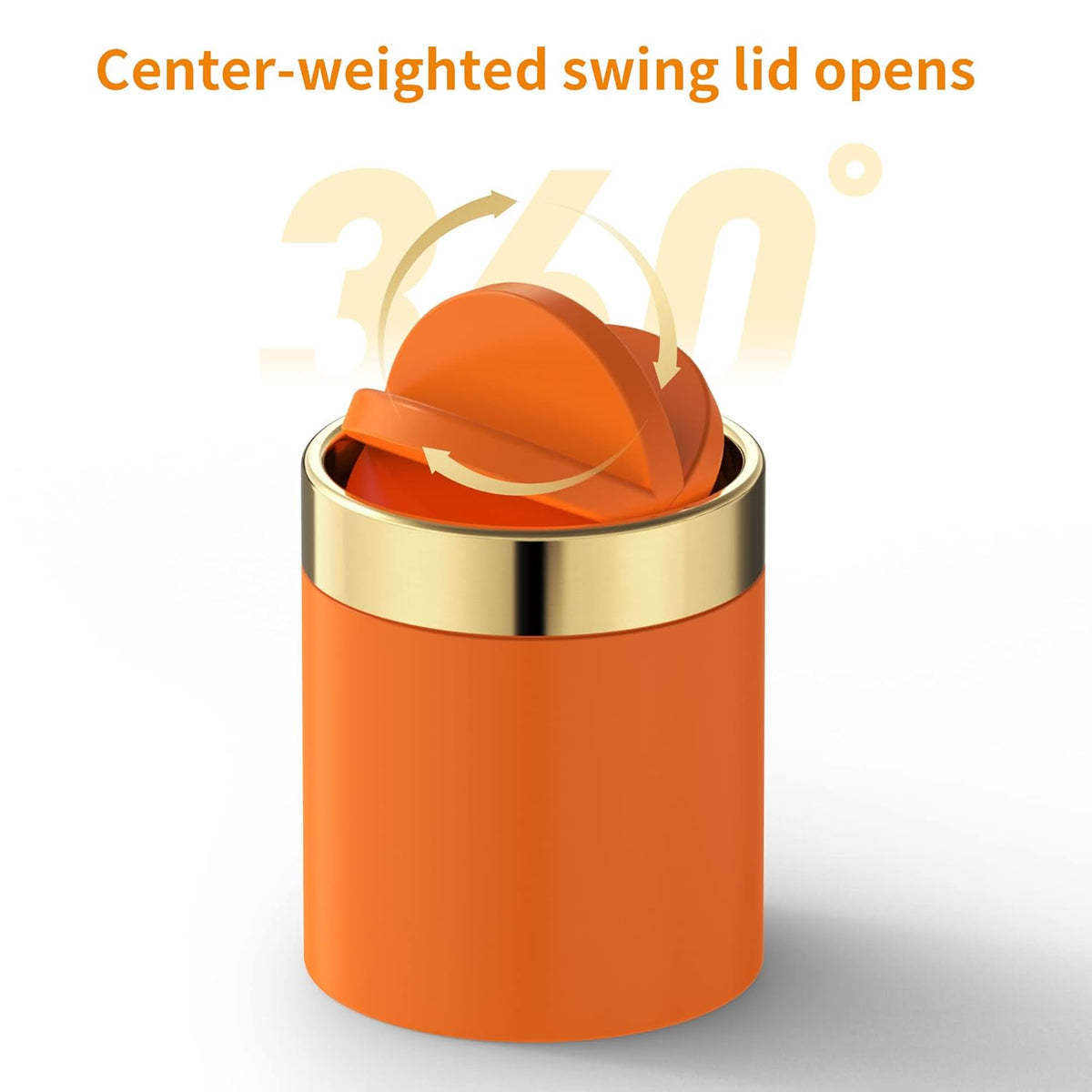 Mini Trash Can with Lid, Desktop Small Trash Can Recycling Bin Cute Metal Garbage Can for Tabletop