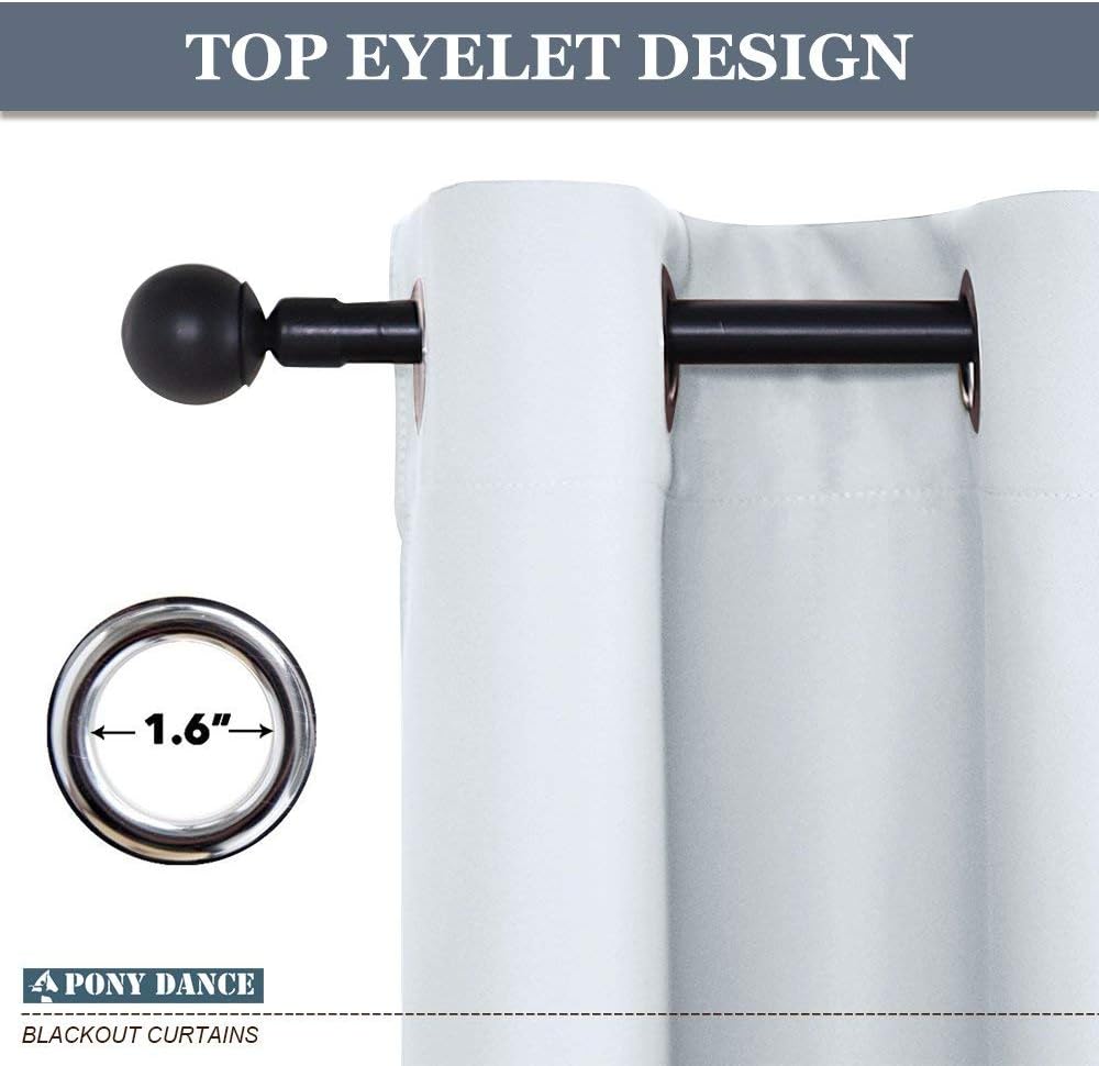 PONY DANCE White Window Curtains - Home Decor Panels Elegant Chrome Heavy-Duty Decorative Light