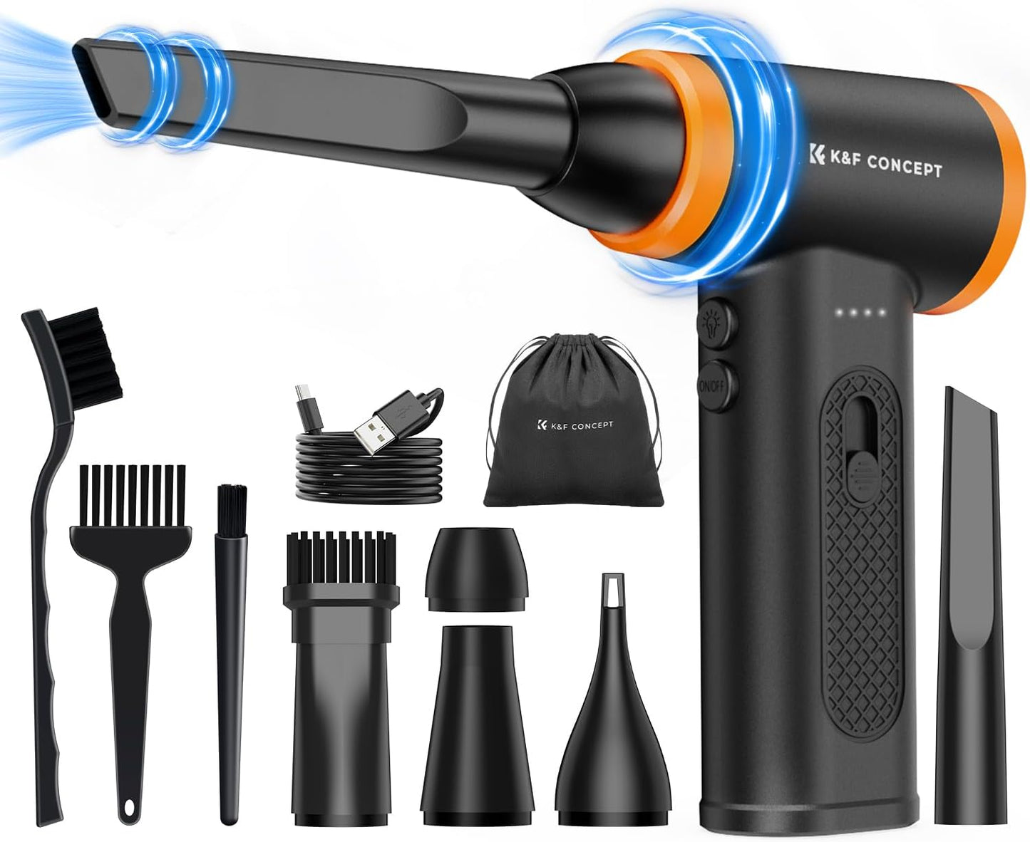 K&F CONCEPT Brushless Compressed Air Duster, 3 Gear Adjustable, 120000 RPM Super
