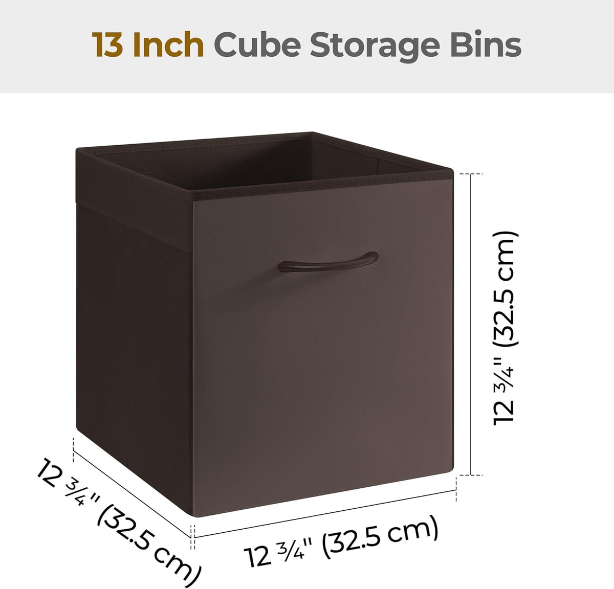 StorageWorks Brown Storage Cubes, 13x13 Storage Cube Bins with Handle, Cube Storage Organizer Bins