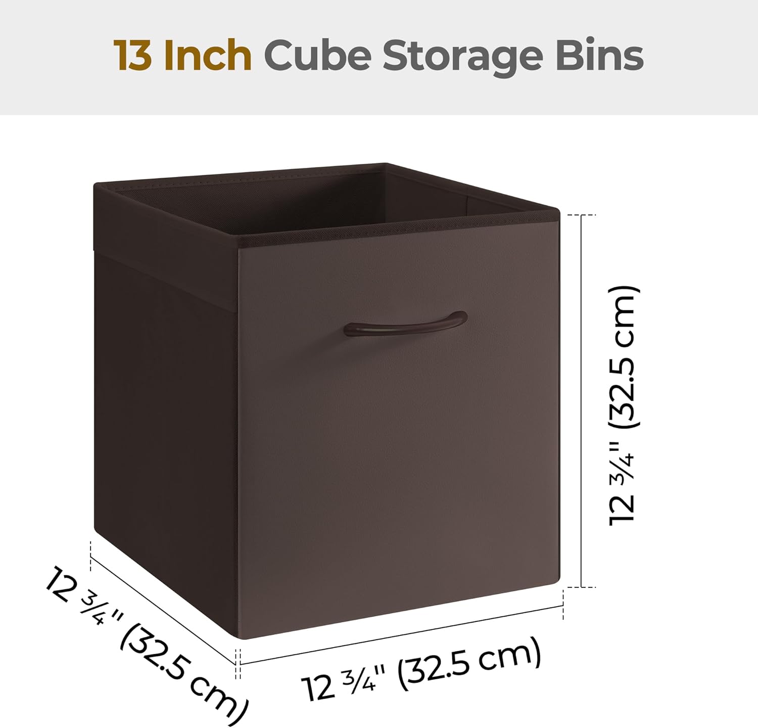 StorageWorks Brown Storage Cubes, 13x13 Storage Cube Bins with Handle, Cube Storage Organizer Bins
