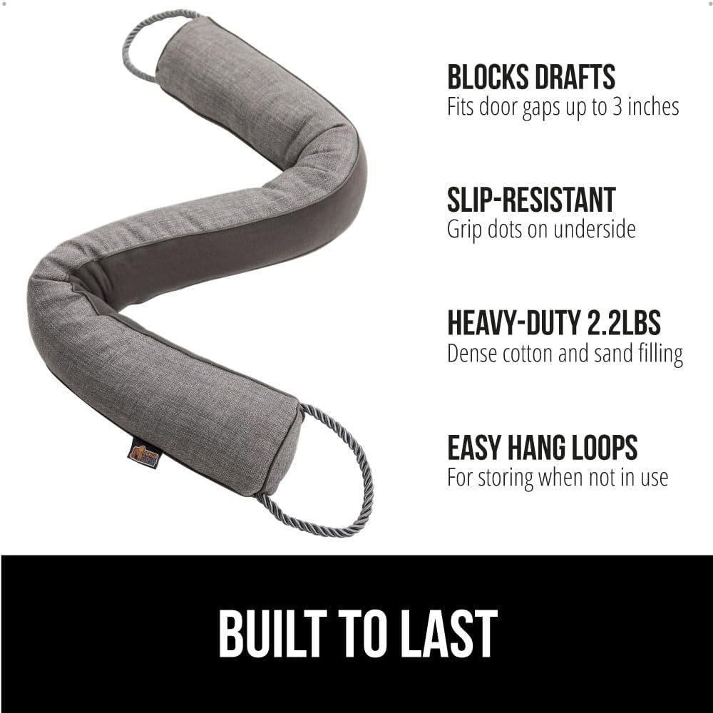 GORILLA GRIP Door Draft Stopper for Bottom of Doors, Weather Stripping Seal Blocks Hot Air, Noise