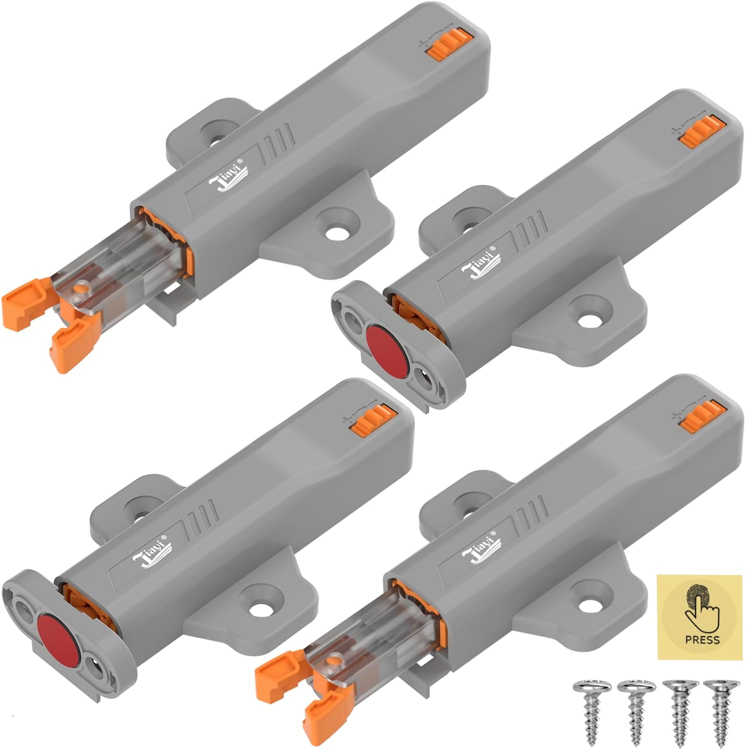 Push Touch Latches for Cabinets, Jiayi 4 Pack Heavy Duty Push Lock Door Latch, Cabinet Press Out