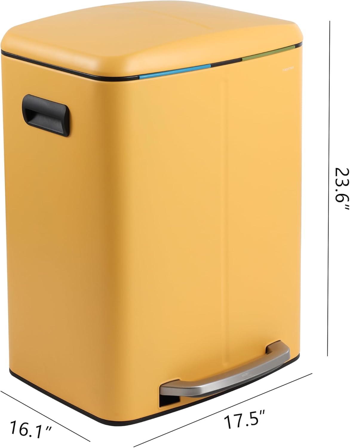 happimess HPM1005L Marco Rectangular 10.6-Gallon Double Bucket Trash Can with Soft-Close Lid