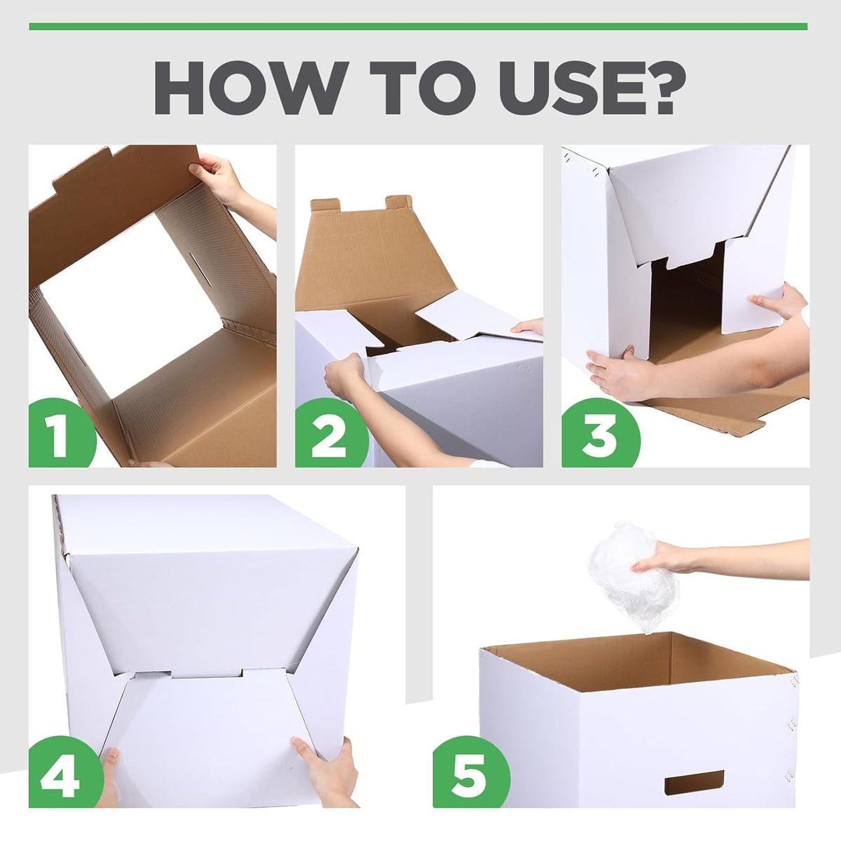 Tioncy 5 Pcs Cardboard Trash Cans Disposable and Reusable Corrugated Cardboard Trash Cans Recycling