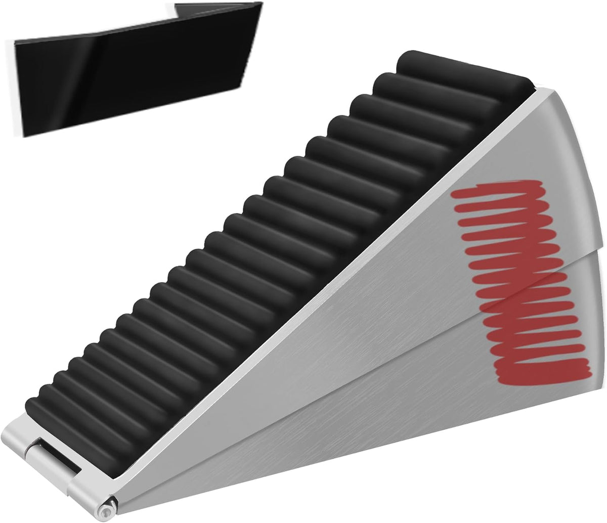 Heavy Duty Door Stopper Adjustable Spring Large Stoppers Wedge, Tall up to 3 Inches Doorstop