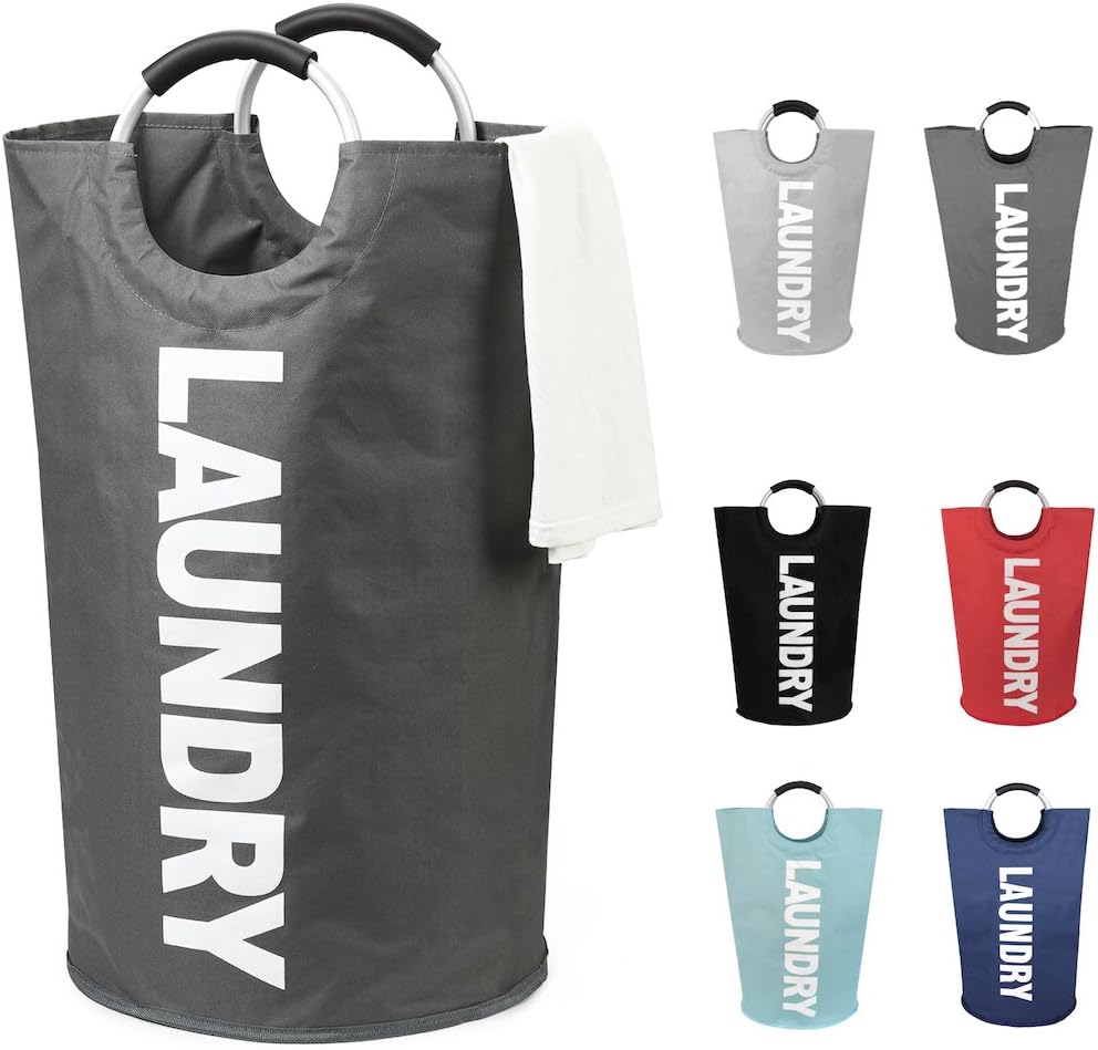 DOKEHOM 125L X-Large Collapsible Washing Laundry Basket Bag (7 Colors) for Bedroom, Fabric (Dark