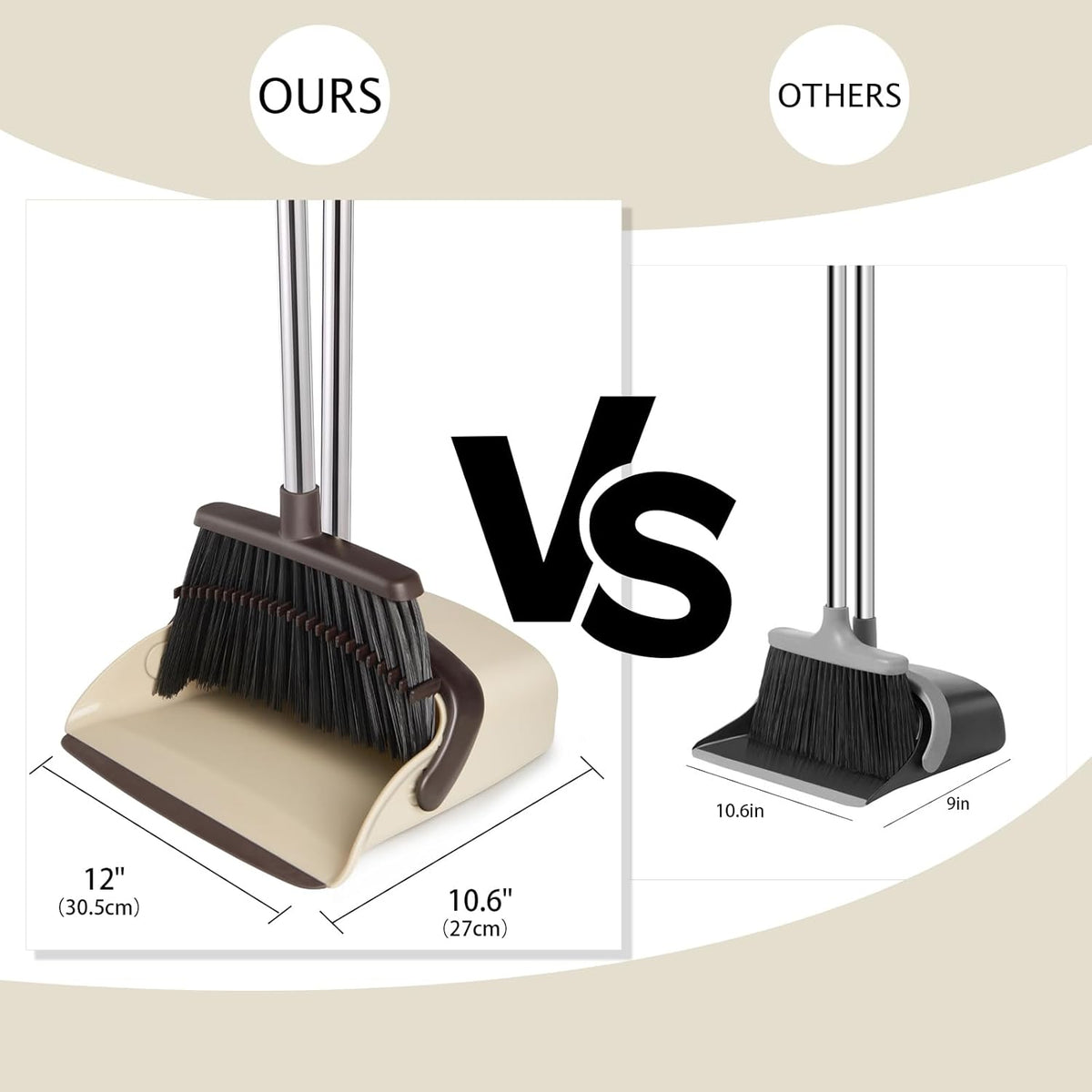 Broom and Dustpan Set, Dustpans with Broom Combo for Home, Heavy Dust Broom and Dustpan Combo, Long