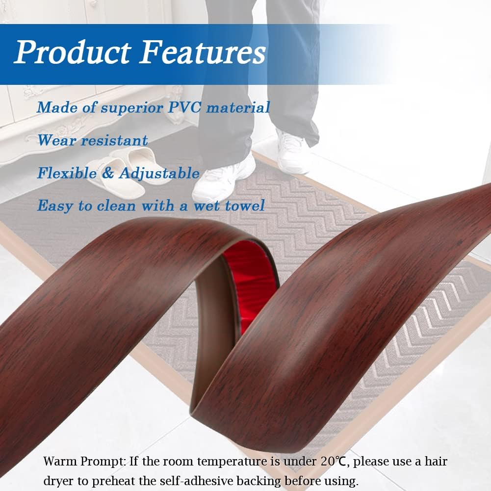 Floor Transition Strip Self Adhesive Carpet & Flooring Transitions Edging Trim Strip PVC Threshold