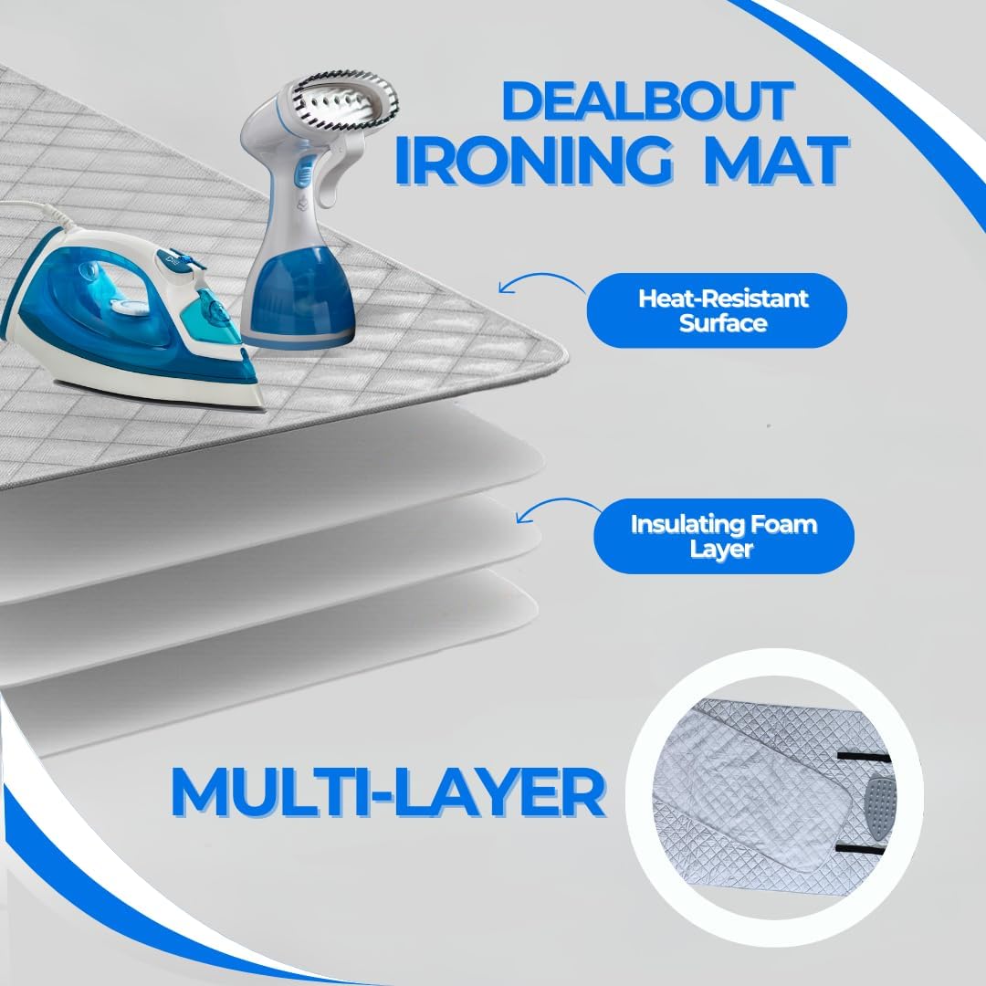 Premium XL Ironing Mat 47x29 Thick Quilted Heat Resistant Pressing Pad Portable Board Alternative