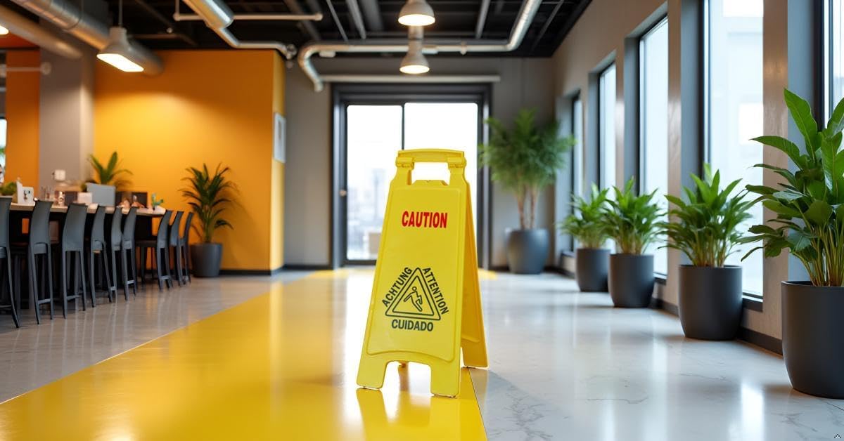 Wet Floor Sign, Slippery When Wet A-Frame Caution Sign, Bright Yellow 4 PACK