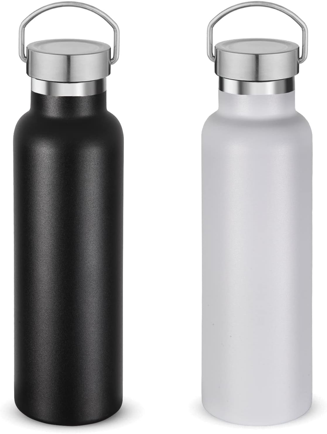 Neihepal 20 oz Insulated Water Bottles Bulk 2 Pack,Stainless Steel Double Wall Sport Bottle with