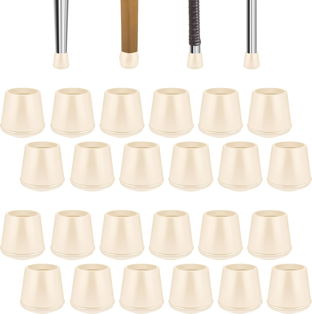 1" Round Rubber Chair Leg Tips Caps, Chair Leg Floor Protectors, Non-Slip Chairs Legs Caps, Stool