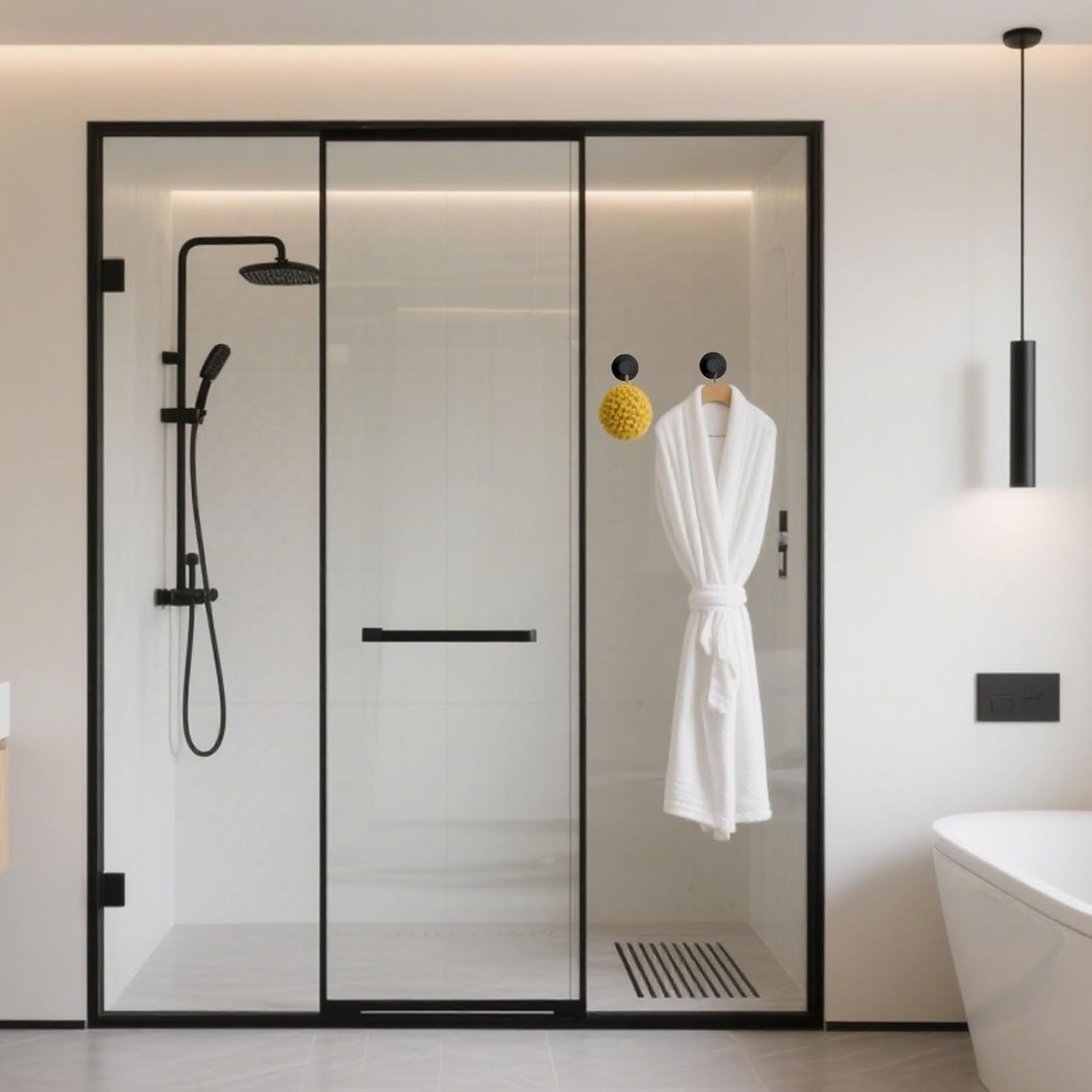 4 Pcs Suction Cup Hooks for Shower，Removable Hooks，Towel Hook，Suction Hook for Bathroom, Bedroom