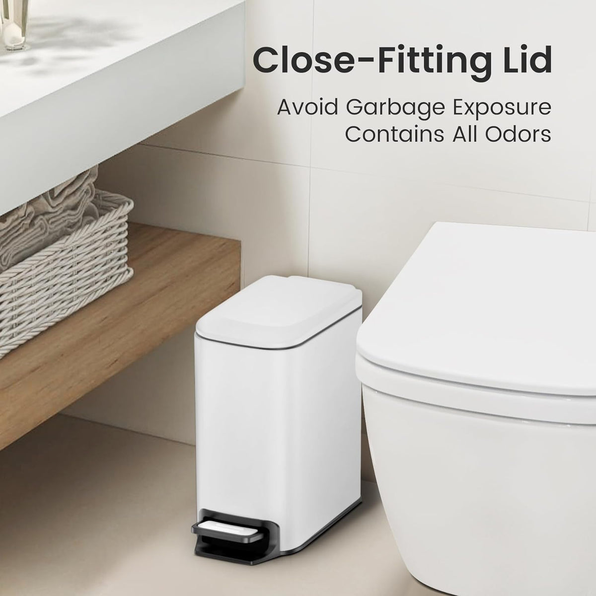 Cesun Small Bathroom Trash Can with Lid Soft Close, Step Pedal, 6 Liter / 1.6 Gallon Stainless