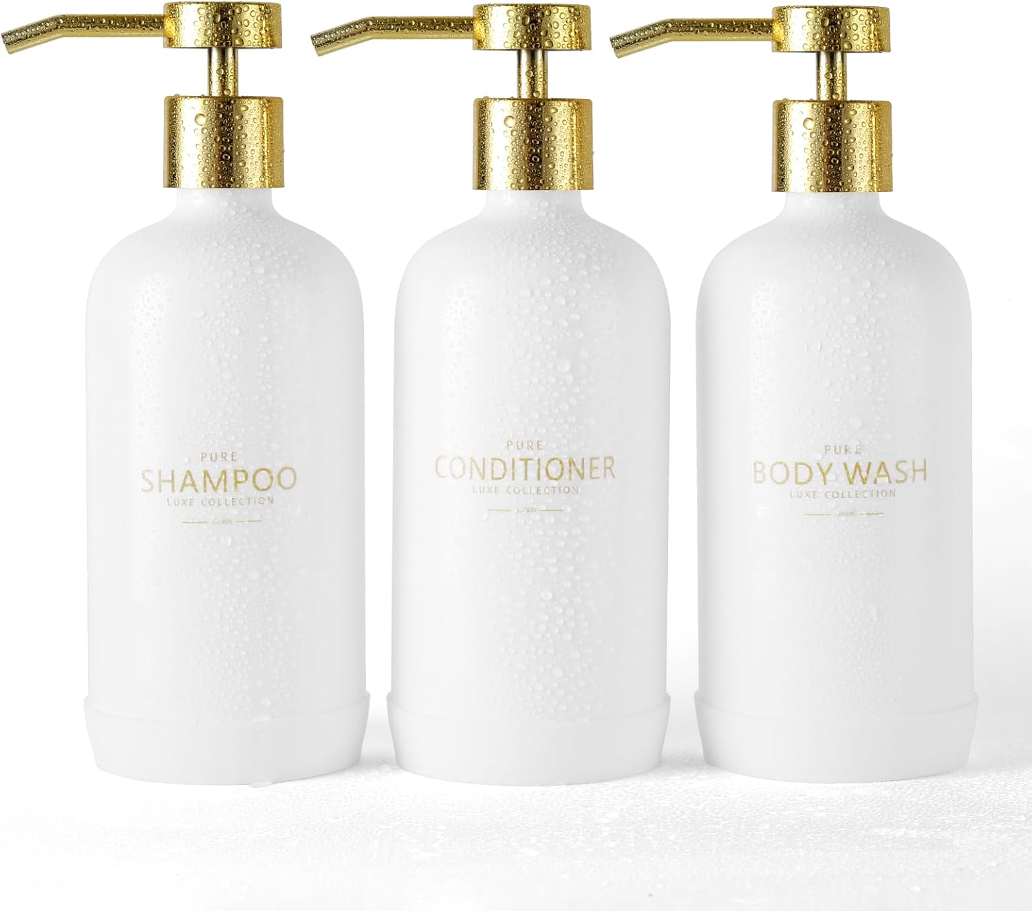 Shampoo and Conditioner Dispenser Set of 3,Refillable 20.5OZ Shampoo Bottles with Non-Slip
