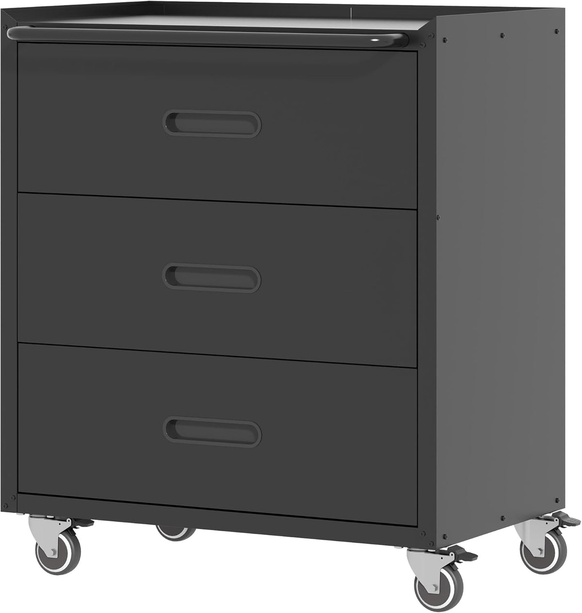 Metal Storage Cabinet with Wheels, Garage Storage Cabinet with 3 Drawers, Rolling Tool Storage