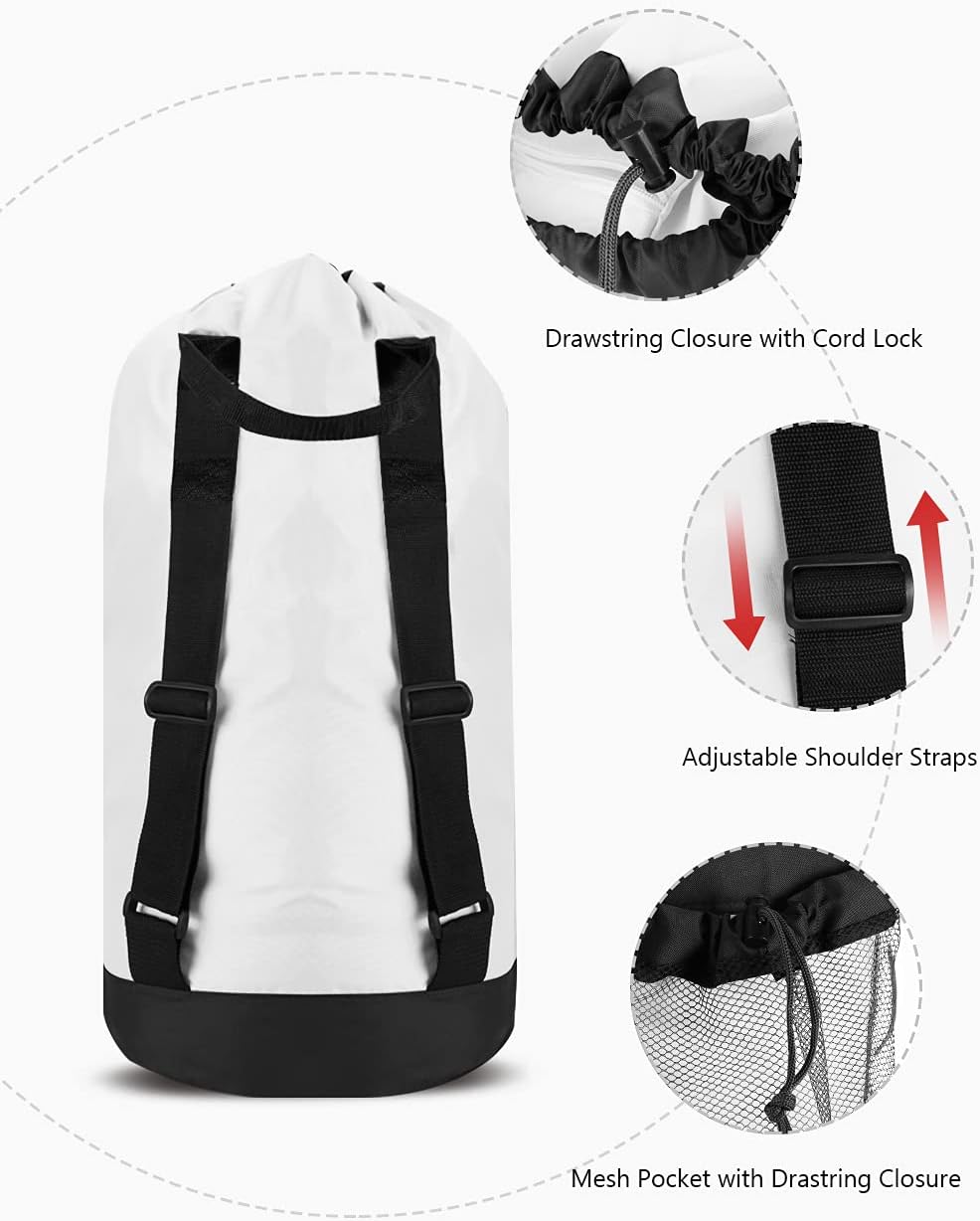 Dalykate Backpack Laundry Bag, Laundry Backpack with Shoulder Straps and Mesh Pocket Durable Nylon