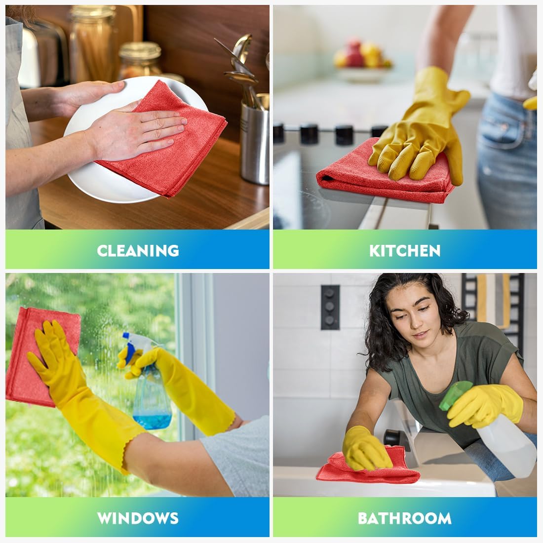 HOMEXCEL Red Microfiber Cleaning Cloth 12 Pack, 12.5 x 12.5 inch Microfiber Towels for Cars, Ultra