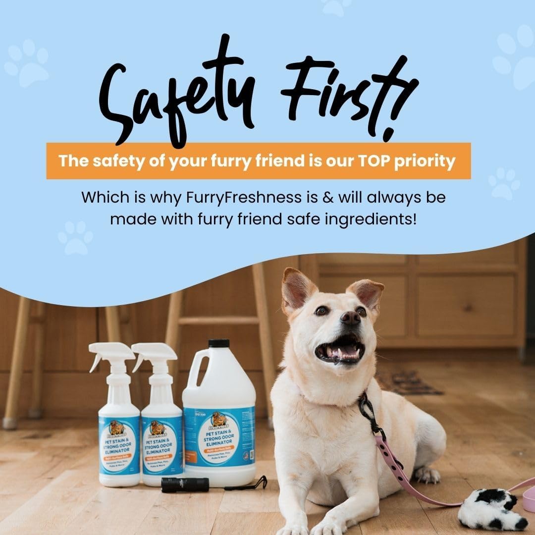 FurryFreshness Extra Strength Cat or Dog Pee Stain & Permanent Odor Remover + Smell Eliminator