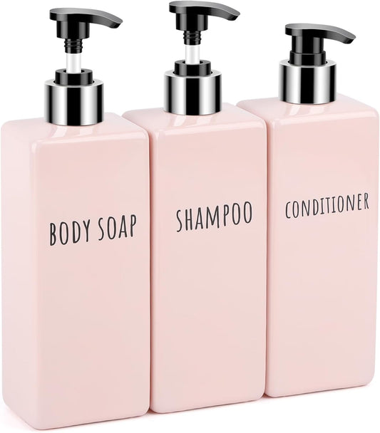 Segbeauty 16.9oz Shower Bottles Refillable, 3 Pack of Shampoo and Conditioner Bottles for Bathroom