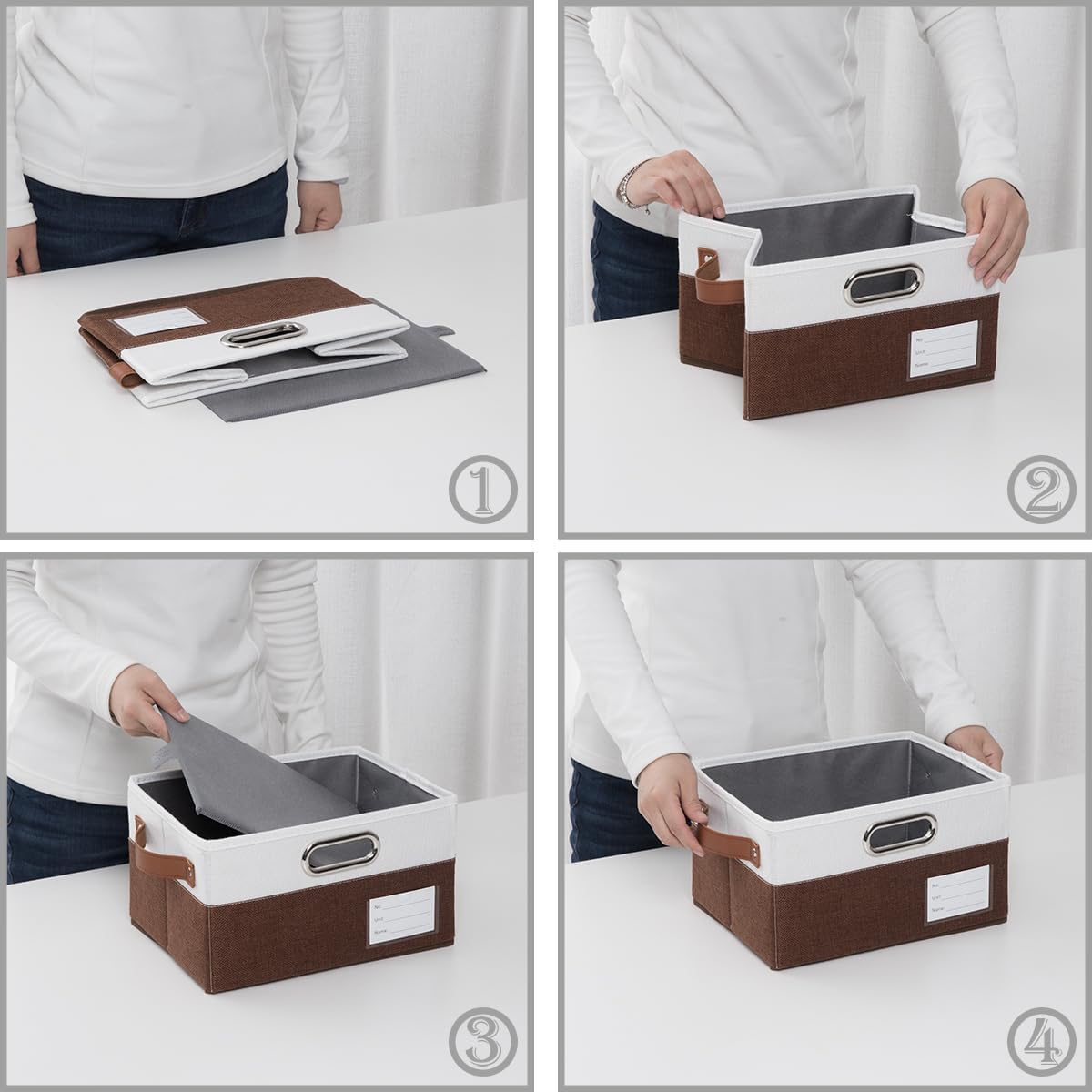 PRANDOM Foldable Storage Bins with Handles [3-Pack] Fabric Collapsible Storage Boxes Baskets Cubes