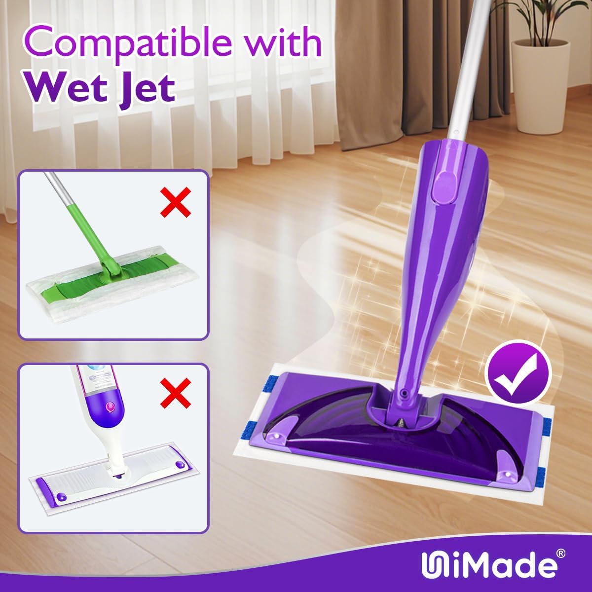 100 Count Mop Pad Refill Compatible with Swiffer WetJet, Disposable Multi-Layers Mopping Pads for