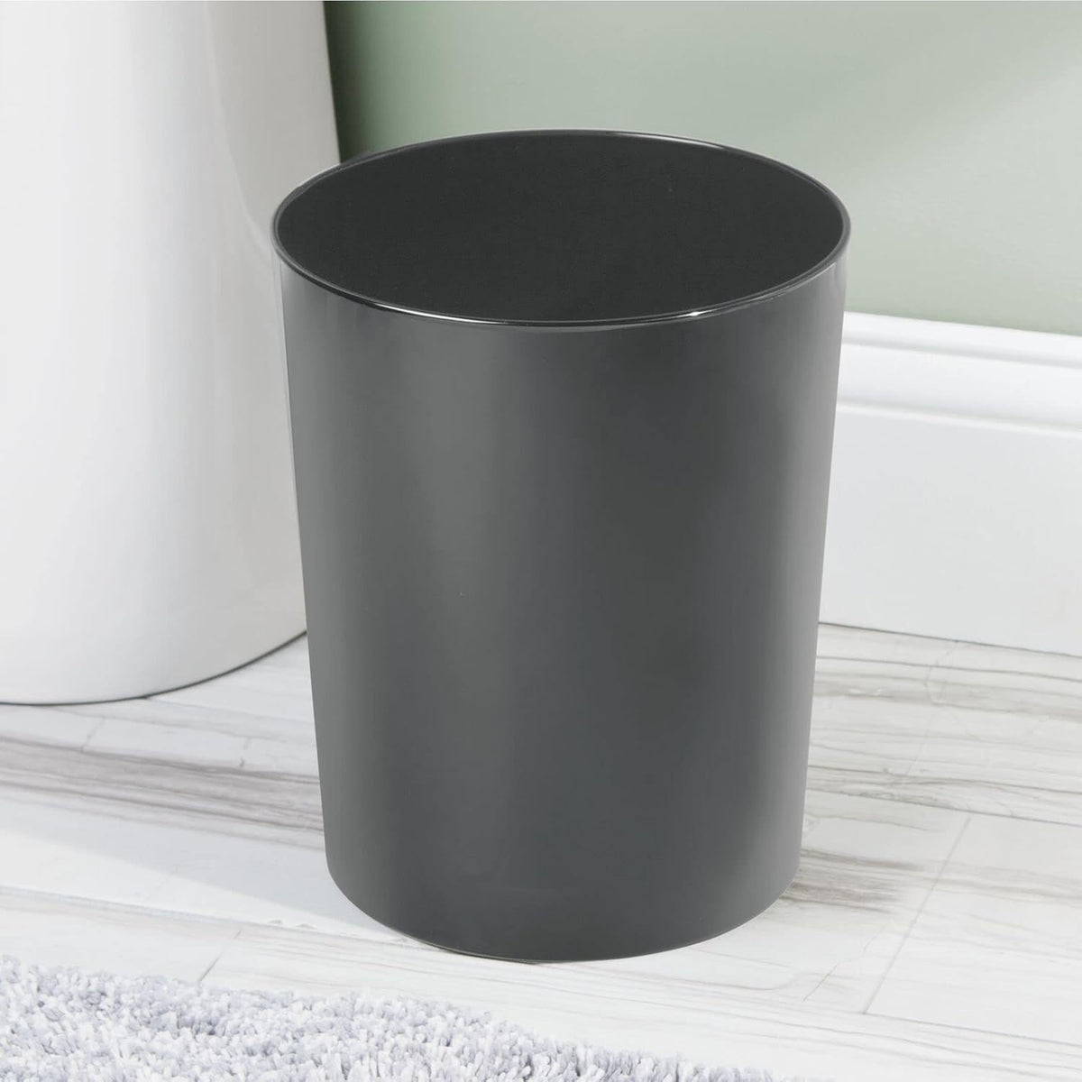 mDesign Round Metal Small 1.7 Gallon Recycle Trash Can Wastebasket, Garbage Container Bin for