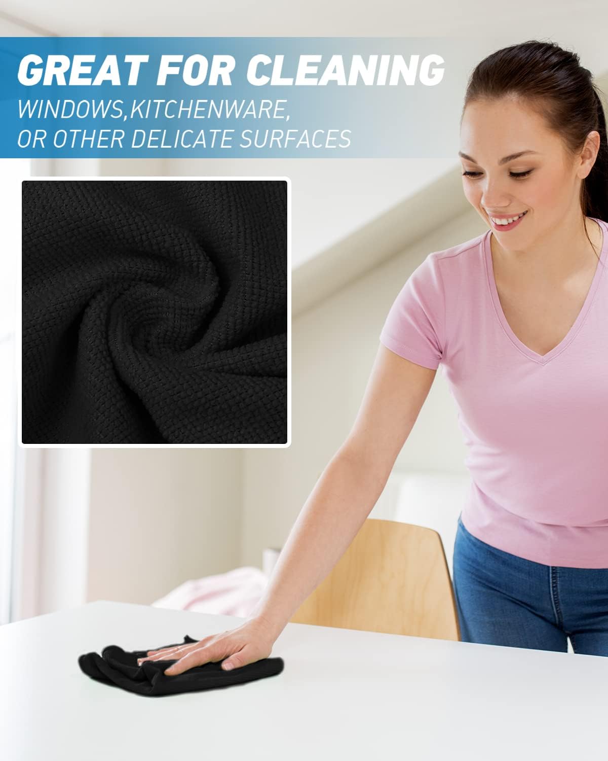 Microfiber Cleaning Cloth-24Pcs (13x13 inch) Ultra Soft Highly Absorbent Rags for