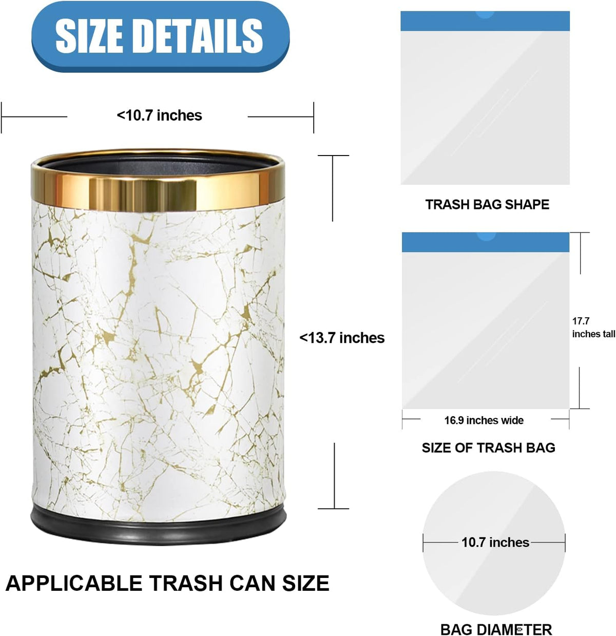 FORID Mini Drawstring Trash Bags - 2 Gallon Small Bathroom Garbage Bags White Plastic Trash Can