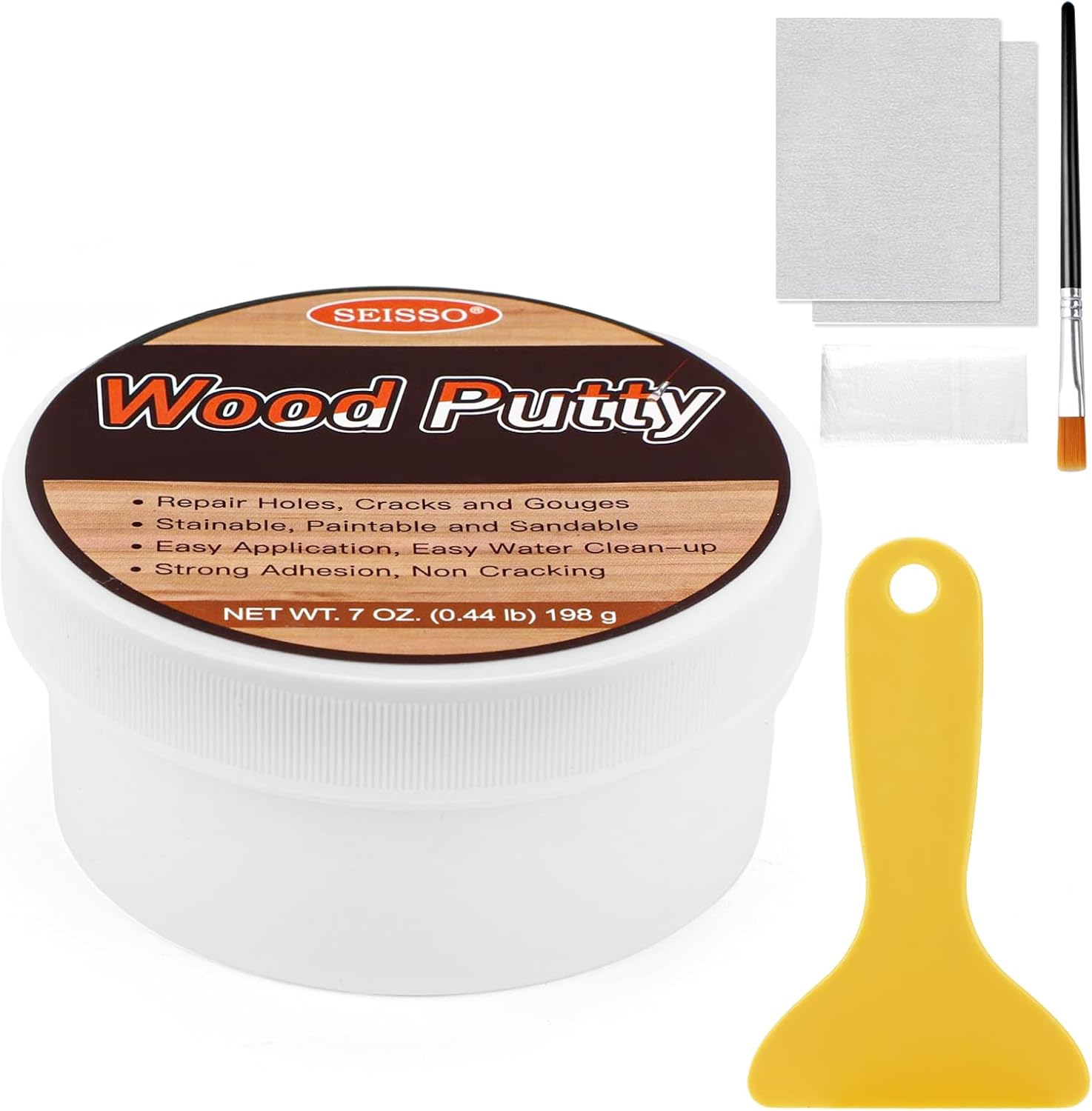 SEISSO Wood Putty, Golden Oak Wood Filler Paintable, Wood Putty Outdoor Waterproof, Wood Repair