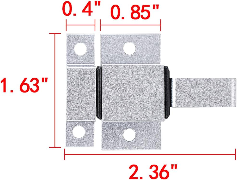2 Packs Self-Closing Gate Latches, Silver Spring Door Lock, Aluminum Alloy Security Latch for