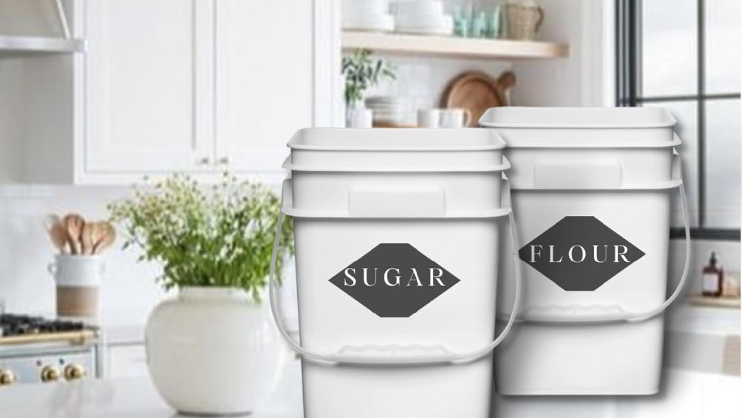 House Naturals 4 Gallon Square Food Grade Bucket Pail with Plastic Handles and Lid (Pack of 3) Made