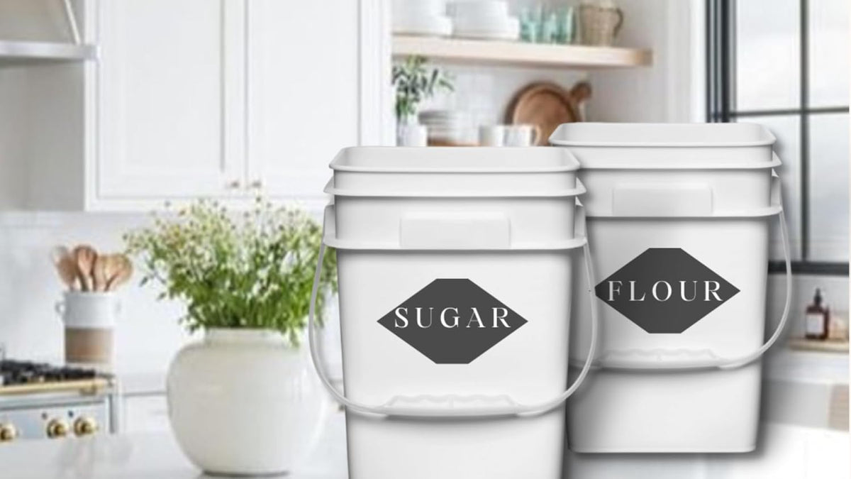 House Naturals 4 Gallon Square Food Grade Bucket Pail with Plastic Handles and Lid (Pack of 3) Made
