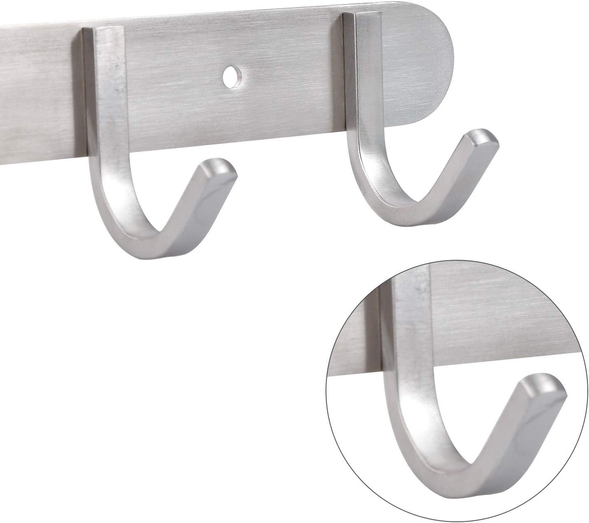 Coat Hook Rack Brushed Nickel 10.6-Inch Coat&Towel Hook Rail Wall Mounted with 4 Hooks, Durable