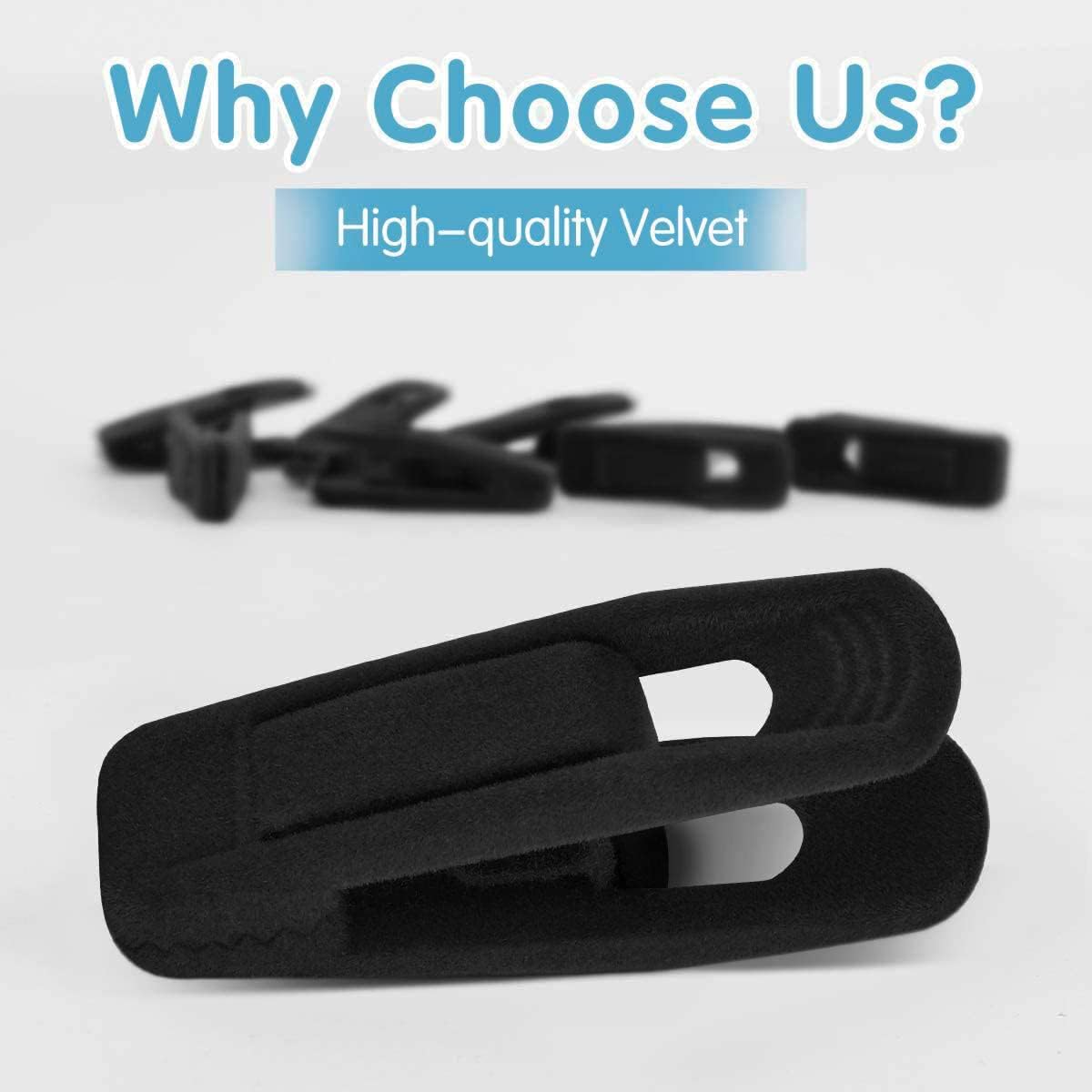 Black Velvet Hangers Clips 50 PCS, Non-Slip Velvet Clips for Suit Pant Skirt Hanger, Strong Finger