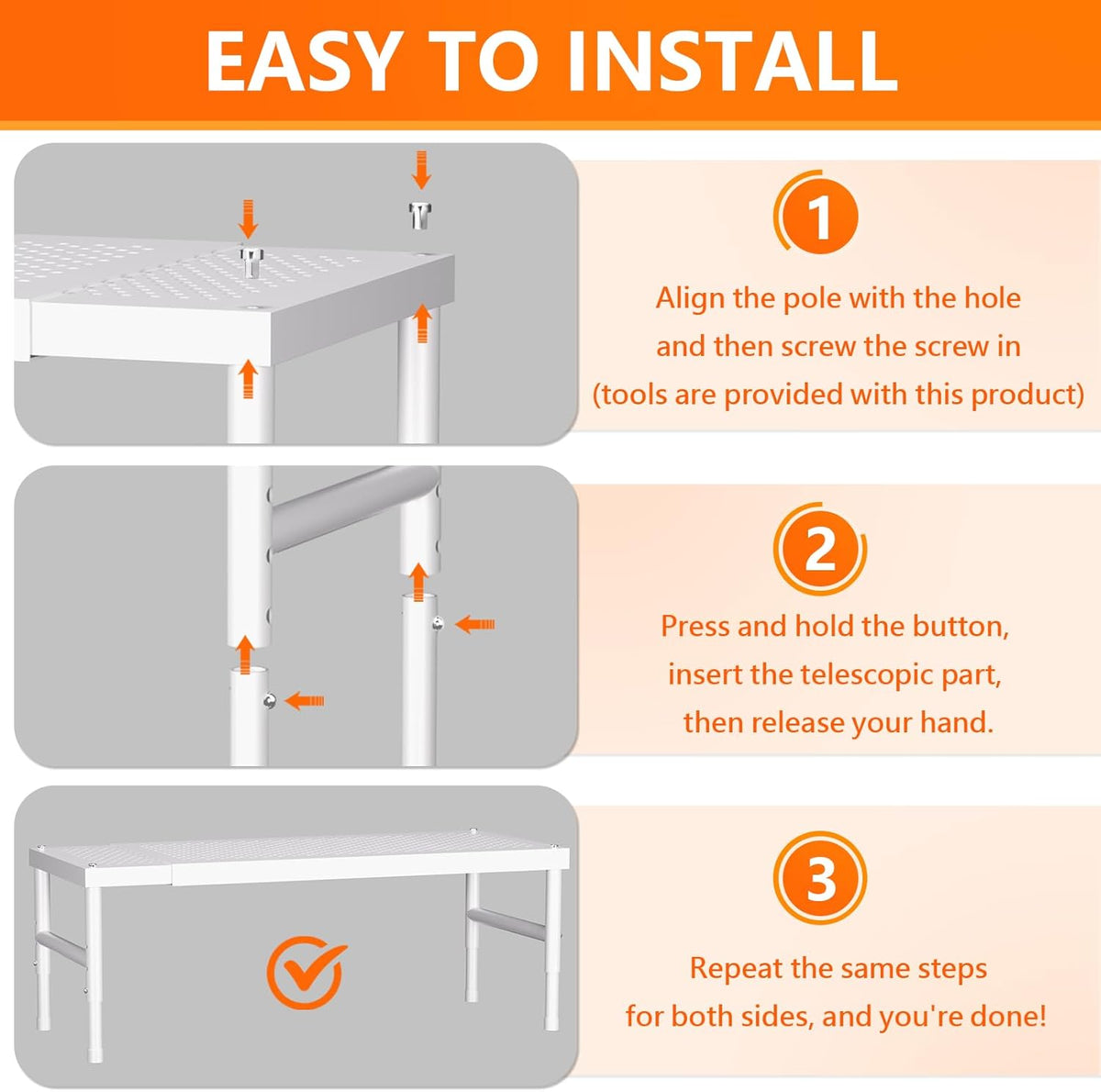 Expandable adjustable stackable kitchen organizer,Spice Racks,Counter Shelf for Cabinets,Small
