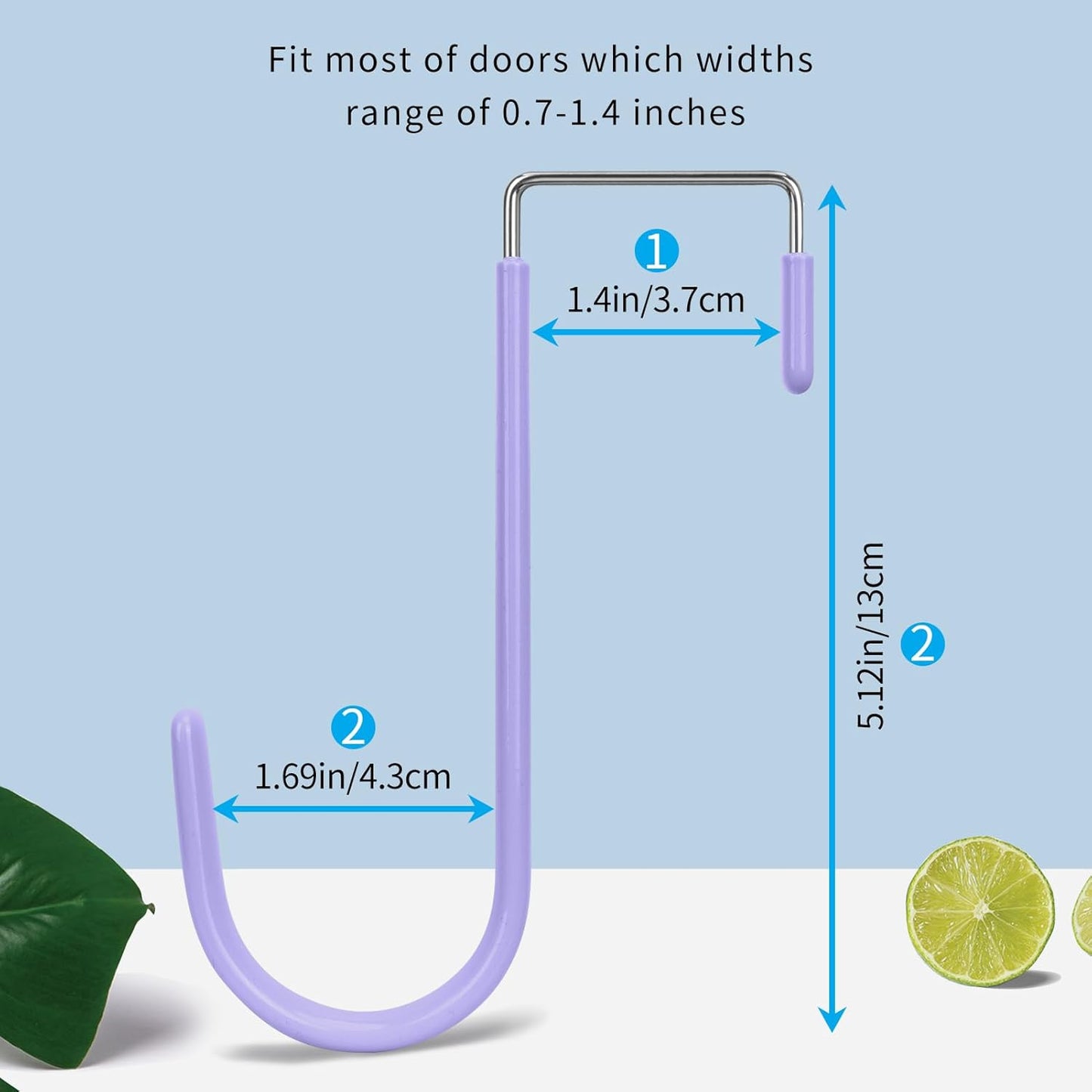 FYY Over The Door Hooks, 4 Pack Door Hangers Hooks with Rubber Prevent Scratches Heavy Duty