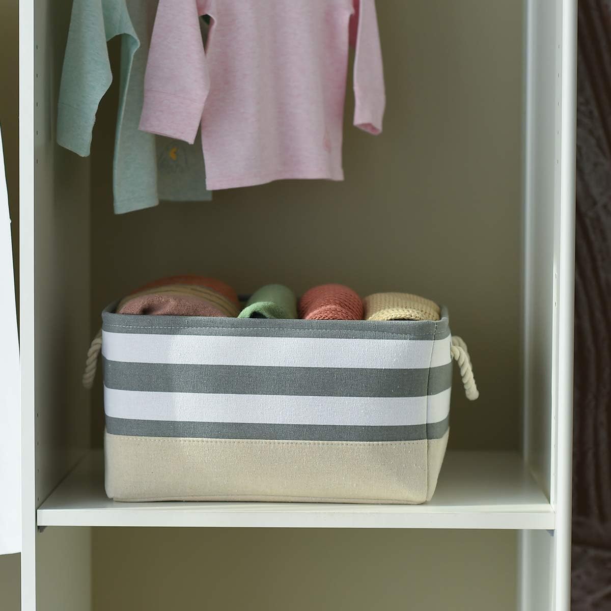 TheWarmHome Storage Basket Fabric Basket with Handles Dog Toy Basket Cloth Storage Bin Shelf Basket