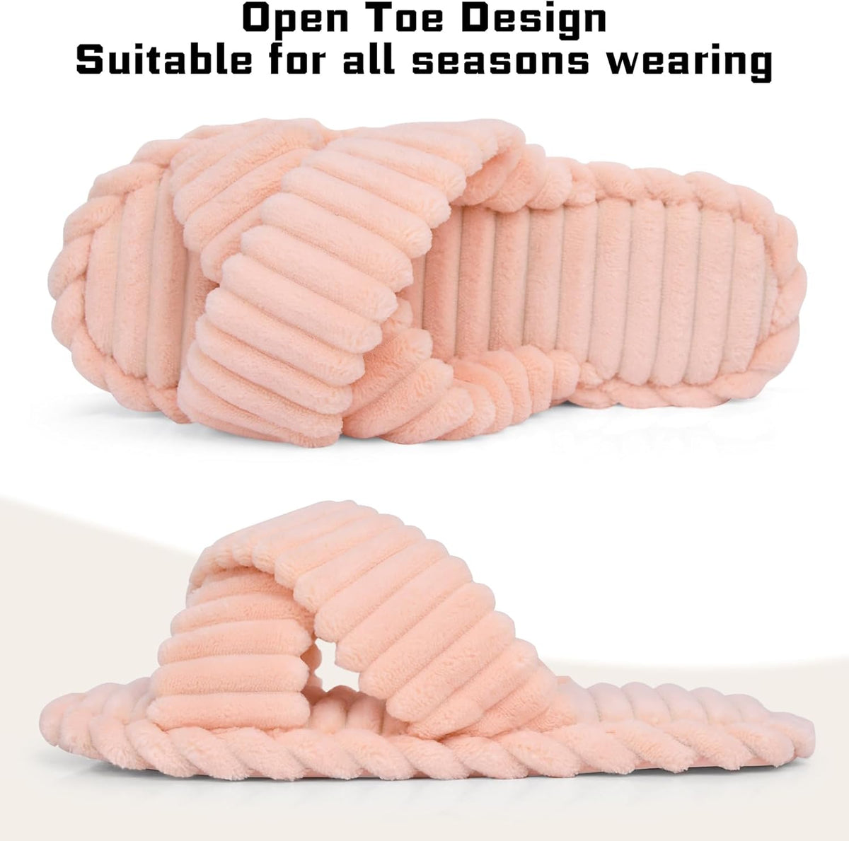 ZOORON Women's Cozy Slippers Crossbands & Durable Foam - Soft Plush Lined Non-Slip Indoor Outdoor