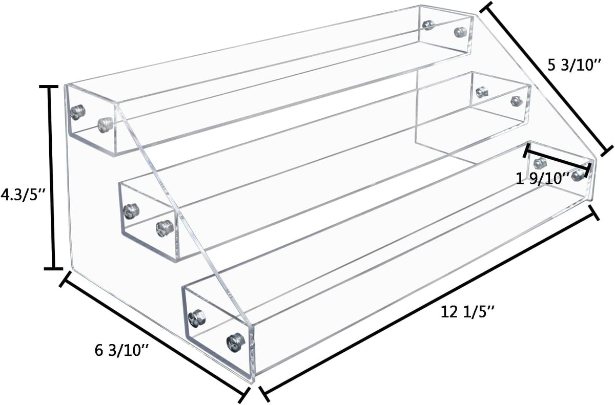 PMMASTO Tiered Spice Rack, Seasoning Organizer, Clear Acrylic Vertical Shelves Can Organizer for
