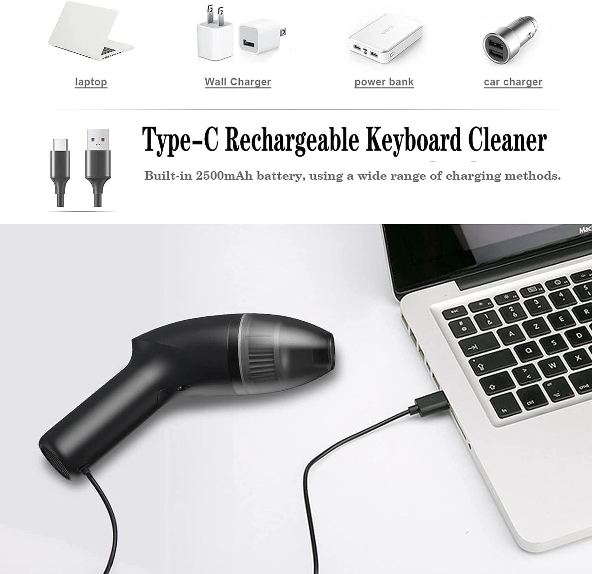 Mini Vacuum Cleaner-Rechargeable,Cordless,Desk Vacuum Cleaner for Dust,Hair,Crumbs,Car,Sewing