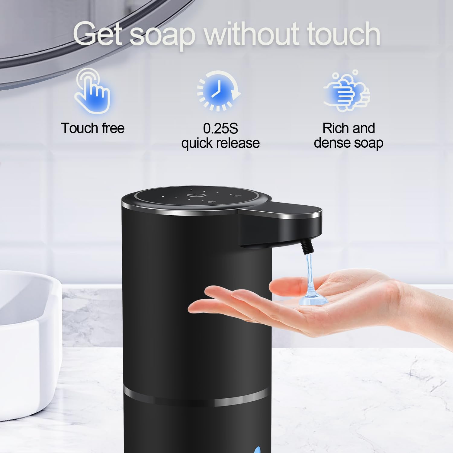 Automatic Liquid Soap Dispenser,4 Level Adjustable Liquid Dispenser, Rechargeable Soap Dispenser