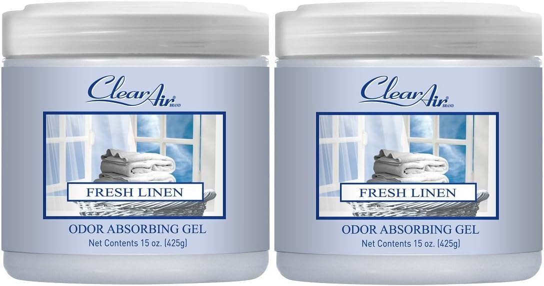Clear Air Odor Absorber Gel - 15 oz, Pack of 2 - Air Freshener Absorbs and Eliminates Odors in