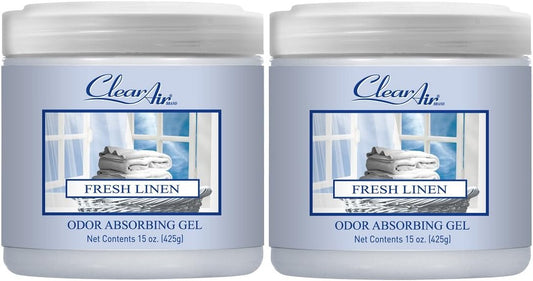 Clear Air Odor Absorber Gel - 15 oz, Pack of 2 - Air Freshener Absorbs and Eliminates Odors in